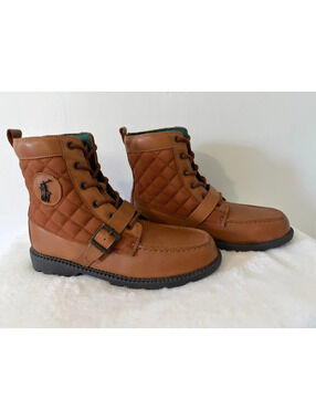 Polo Ralph Lauren Ranger Hi II Leather Quilted Boots Women’s 8 Boys 6.5 NWT